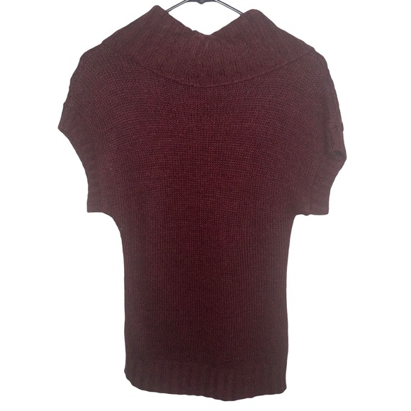 Forever 21 Womens Size S Cable Knit Sweater Cowl Neck Short Sleeve Burgundy - Picture 2 of 11